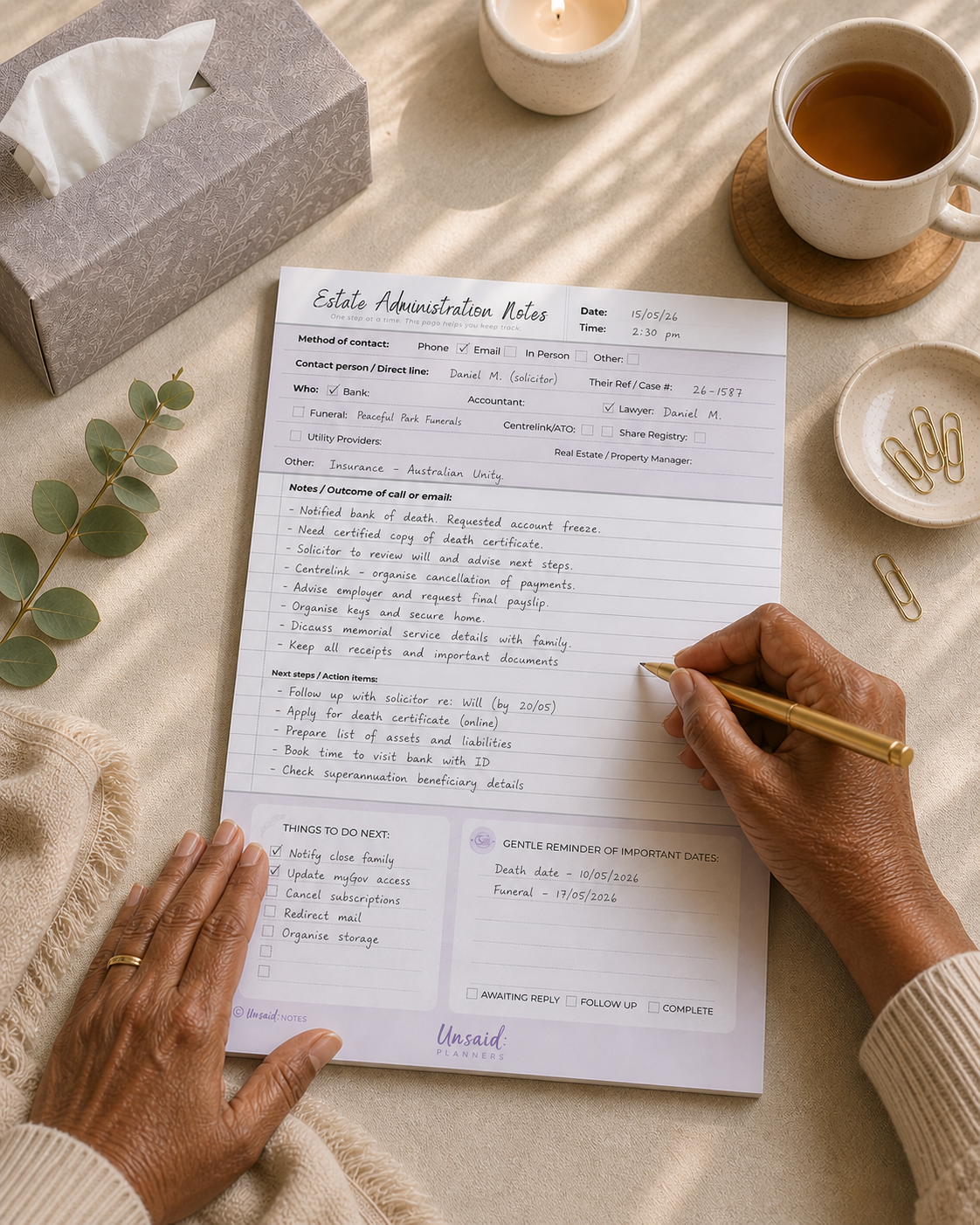 Estate Administration Notepad (Digital Download)