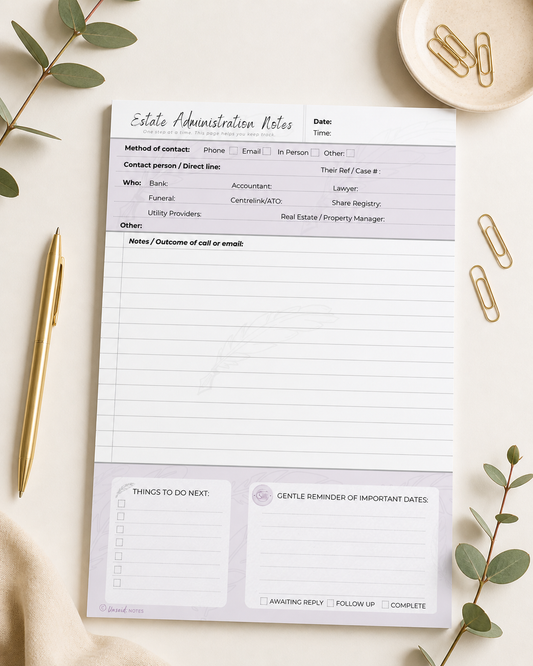Estate Administration Notepad (Digital Download)