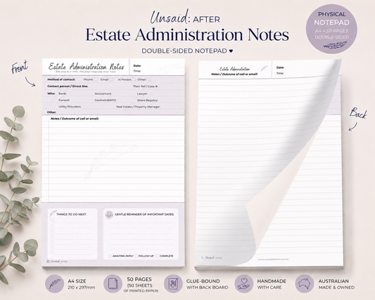 Estate Administration Notepad