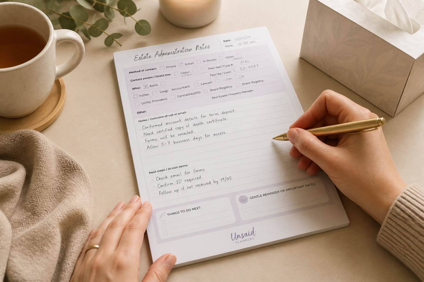 Estate Administration Notepad